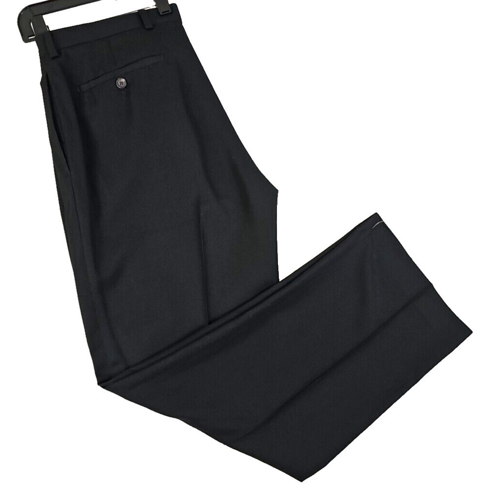 Ralph Lauren ~Men’s 33X30~ Black Striped Print Flat Front Dress Trouser Pants.
